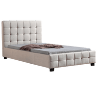 King Single Linen Fabric Deluxe Bed Frame Beige Kings Warehouse 