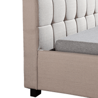 King Single Linen Fabric Deluxe Bed Frame Beige Kings Warehouse 
