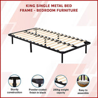 King Single Metal Bed Frame - Bedroom Furniture Furniture Kings Warehouse 