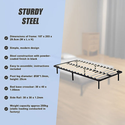 King Single Metal Bed Frame - Bedroom Furniture Furniture Kings Warehouse 
