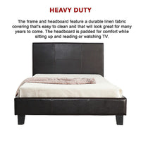 King Single PU Leather Bed Frame Brown Kings Warehouse 