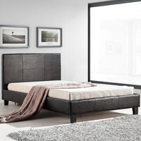 King Single PU Leather Bed Frame Brown Kings Warehouse 