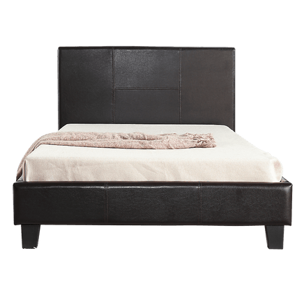 King Single PU Leather Bed Frame Brown Kings Warehouse 