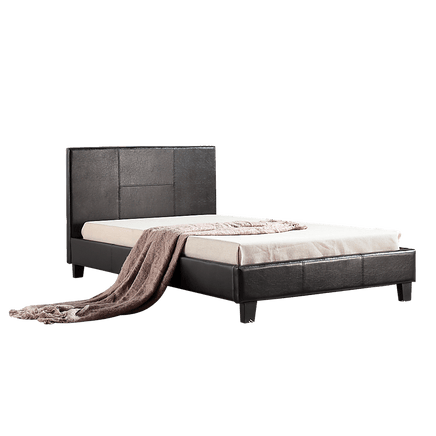 King Single PU Leather Bed Frame Brown Kings Warehouse 