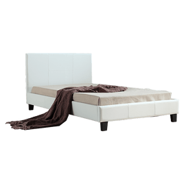 King Single PU Leather Bed Frame White Kings Warehouse 
