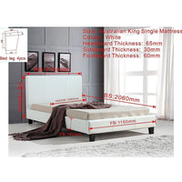 King Single PU Leather Bed Frame White Kings Warehouse 
