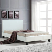 King Single PU Leather Bed Frame White Kings Warehouse 