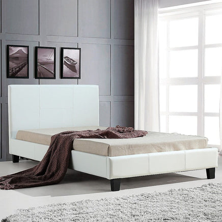 King Single PU Leather Bed Frame White Kings Warehouse 