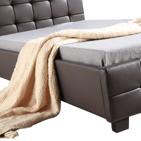 King Single PU Leather Deluxe Bed Frame Brown Kings Warehouse 