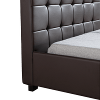 King Single PU Leather Deluxe Bed Frame Brown Kings Warehouse 