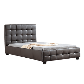 King Single PU Leather Deluxe Bed Frame Brown Kings Warehouse 