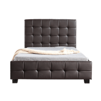 King Single PU Leather Deluxe Bed Frame Brown Kings Warehouse 