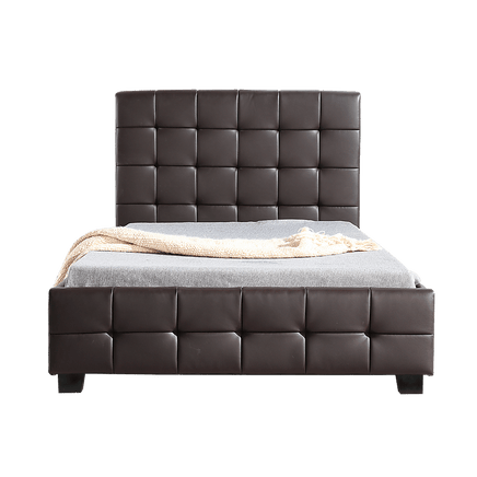 King Single PU Leather Deluxe Bed Frame Brown Kings Warehouse 