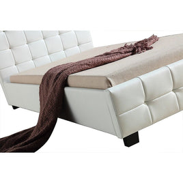 King Single PU Leather Deluxe Bed Frame White Furniture Kings Warehouse 