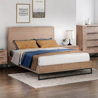 King size Bed Frame Solid Wood Acacia Veneered Bedroom Furniture Steel Legs Furniture Kings Warehouse 