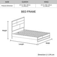 King size Bed Frame Solid Wood Acacia Veneered Bedroom Furniture Steel Legs Furniture Kings Warehouse 