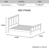 King Size Bed Frame with Solid Acacia Wood Veneered Construction in White Ash Colour Furniture Kings Warehouse 