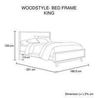 King Size Wooden Bed Frame in Solid Wood Antique Design Light Brown Furniture Kings Warehouse 