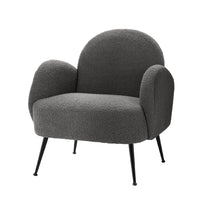 Kings Armchair Lounge Chair Armchairs Accent Arm Chairs Sherpa Boucle Charcoal