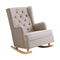 Kings Rocking Armchair Feedining Chair Fabric Armchairs Lounge Recliner Beige
