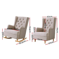 Kings Rocking Armchair Feedining Chair Fabric Armchairs Lounge Recliner Beige 2023 Home Refresh Kings Warehouse 