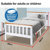 Kingston Slumber Single Wooden Bed Frame Base White Timber Kids Adults Modern Bedroom Furniture Furniture Kings Warehouse 