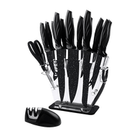 Kitchen 17 Pc Knife Set w/ Block & Sharpener Chef Bread Steak Knives Home & Garden Kings Warehouse 