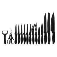 Kitchen 17 Pc Knife Set w/ Block & Sharpener Chef Bread Steak Knives Home & Garden Kings Warehouse 