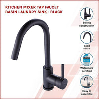 Kitchen Mixer Tap Faucet Basin Laundry Sink - BLACK Kings Warehouse 