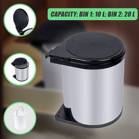 Kitchen Swing Pull Out Bin Stainless Steel Garbage Rubbish Waste Trash Can 14L Home & Garden Kings Warehouse 