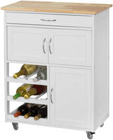 Kitchen Trolley with Wine Racks, Portable Workbench and Serving Cart for Bar or Dining Furniture Kings Warehouse 