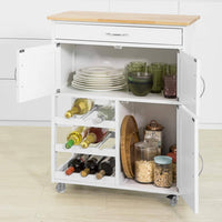 Kitchen Trolley with Wine Racks, Portable Workbench and Serving Cart for Bar or Dining Furniture Kings Warehouse 