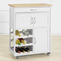 Kitchen Trolley with Wine Racks, Portable Workbench and Serving Cart for Bar or Dining Furniture Kings Warehouse 