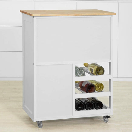 Kitchen Trolley with Wine Racks, Portable Workbench and Serving Cart for Bar or Dining Furniture Kings Warehouse 