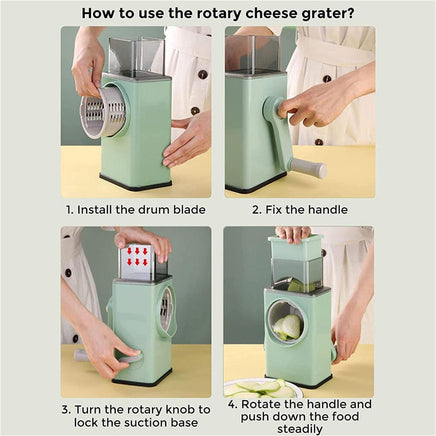 Kitchen Vegetable Food Manual Rotary Drum Grater Chopper Slicer Fruit Cutter Kings Warehouse 