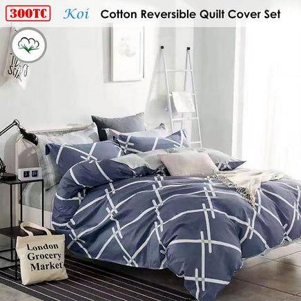 Koi Reversible Quilt Cover Set King Home & Garden Kings Warehouse 