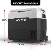 Kolner 50l Fridge Freezer Cooler 12/24/240v Camping Portable Esky Refrigerator With Trolley - Black Kings Warehouse 