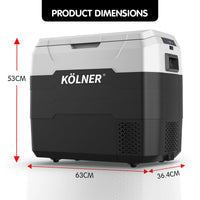 Kolner 50l Fridge Freezer Cooler 12/24/240v Camping Portable Refrigerator - Black Appliances Kings Warehouse 