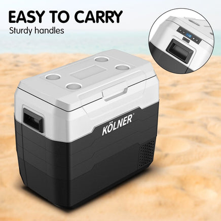 Kolner 50l Fridge Freezer Cooler 12/24/240v Camping Portable Refrigerator - Black Appliances Kings Warehouse 