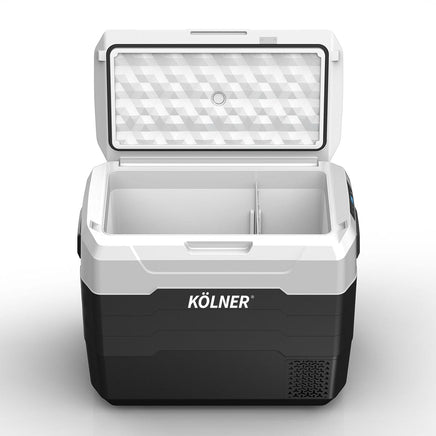 Kolner 50l Fridge Freezer Cooler 12/24/240v Camping Portable Refrigerator With Trolley - Black Appliances Kings Warehouse 