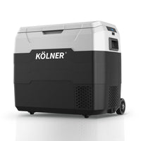 Kolner 50l Fridge Freezer Cooler 12/24/240v Camping Portable Refrigerator With Trolley - Black Appliances Kings Warehouse 