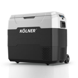 Kolner 50l Fridge Freezer Cooler 12/24/240v Camping Portable Refrigerator With Trolley - Black Appliances Kings Warehouse 