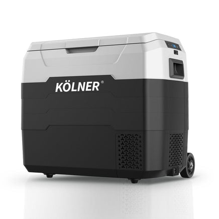 Kolner 50l Fridge Freezer Cooler 12/24/240v Camping Portable Refrigerator With Trolley - Black Appliances Kings Warehouse 