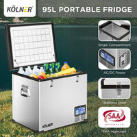 Kolner 95l Portable Fridge Chest Freezer With Lcd Panel - Rv Vehicle Camping Refrigerator Kings Warehouse 