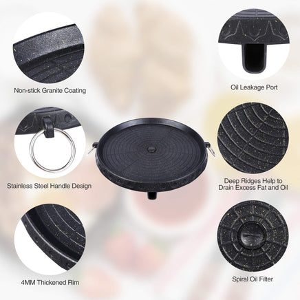 Korean BBQ Grill Pan Non-Stick Smokeless Stovetop BBQ Grill Plate Indoor Outdoor Kings Warehouse 