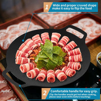 Korean Grill Pan Nonstick 6 Layer 40cm Round BBQ Griddle Indoor or Outdoor Cooking Kings Warehouse 