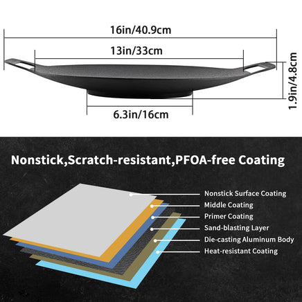 Korean Grill Pan Nonstick 6 Layer 40cm Round BBQ Griddle Indoor or Outdoor Cooking Kings Warehouse 