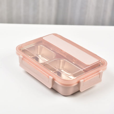 Kylin 304 Stainless Steel 4 Divided Simple Lunch Box with a cultery set - Pink Baby & Kids Kings Warehouse 