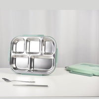 Kylin 304 Stainless Steel 5 Divided Smile Large Lunch Box With Soup Pot - Green Baby & Kids Kings Warehouse 