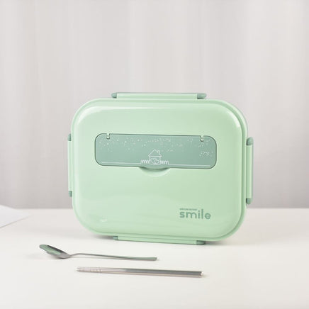 Kylin 304 Stainless Steel 5 Divided Smile Small Lunch Box With Soup Pot - Green Baby & Kids Kings Warehouse 